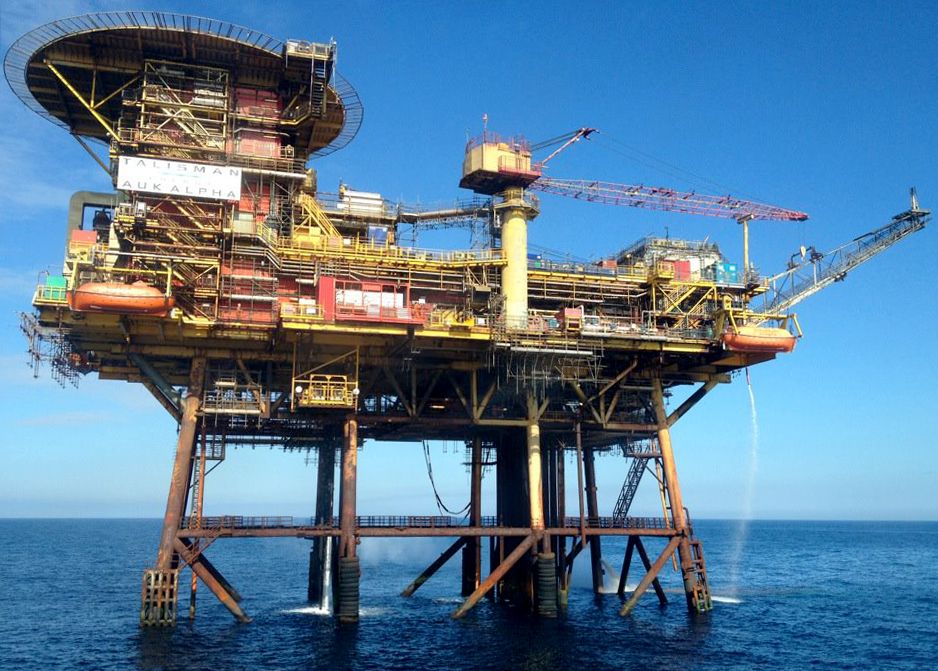 The Auk platform as seen by the Reef Despina during the 2012 Walk to Work for Talisman Energy