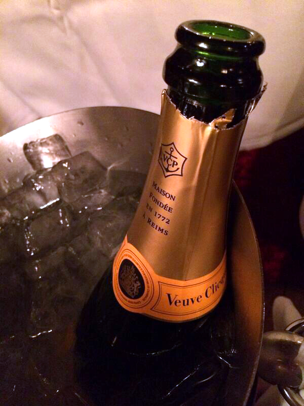 Veuve Clicquot champagne on ice at the Witchery in Edinburgh